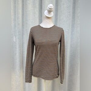 Ralph Lauren collection purple label black tan beige striped long sleeve top